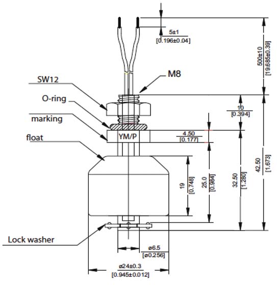LS01 vertical float dimensions